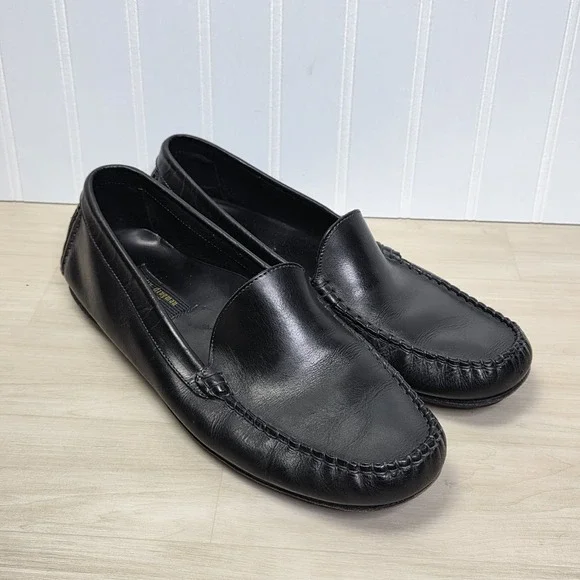 Martin Dingman Black Leather‎ Loafers Moc Toe Driving Casual Size 10 D