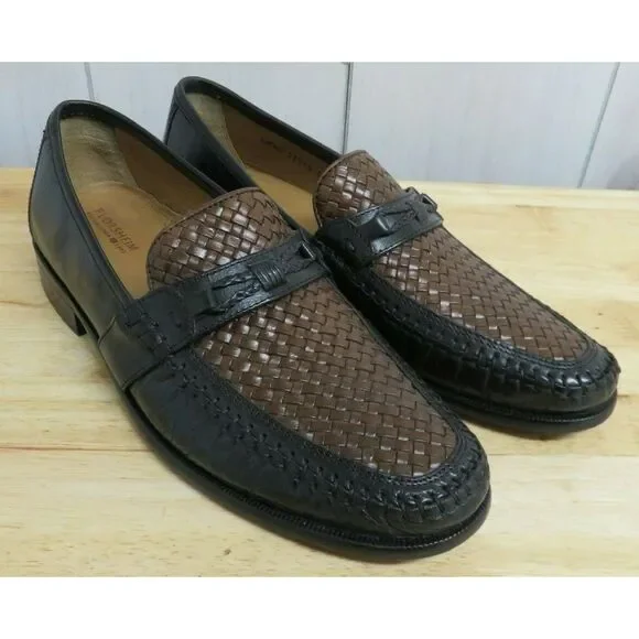 Mens Florsheim 12073 Woven Leather Dress Shoes Loafers Slip On Size‎ 9 D