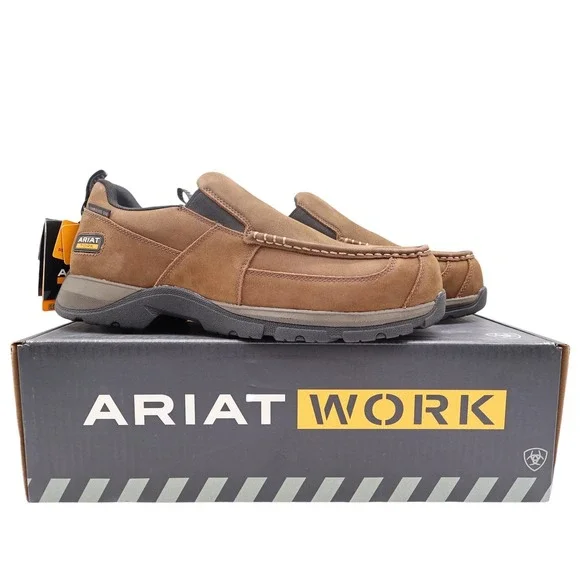 Ariat Work Edge LTE Slip-On Work Shoes Men 12 EE Wide Comp Toe Brown NWT