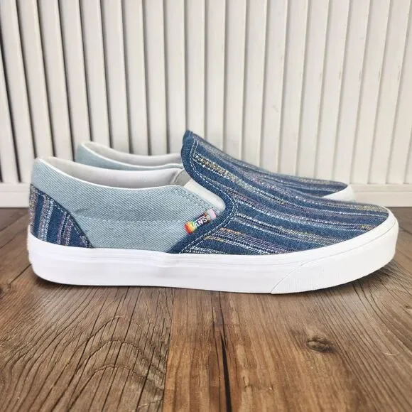 Vans Classic Slip-On Together As Ourselves Sneakers Mens Sz 9.5 Blue Pride Shoes