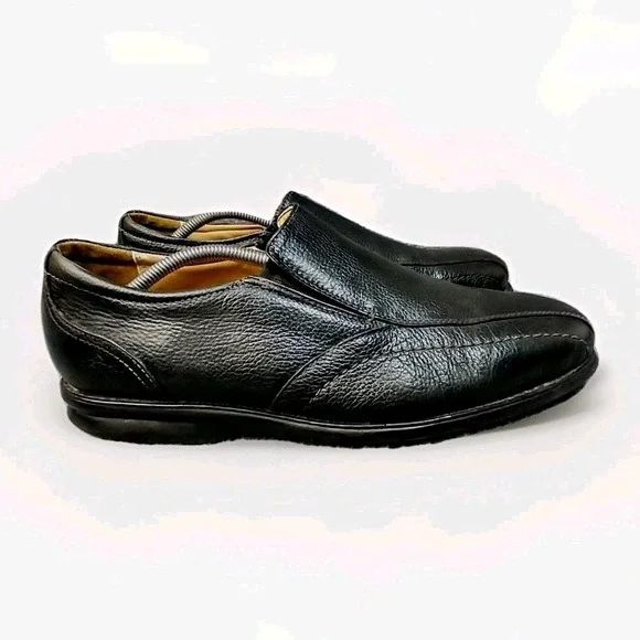 Nunn Bush Mens Black Pebbled Leather Slip On Loafers Bicycle Toe 81044 Size 12 M