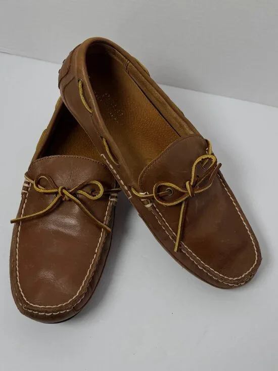 Polo Ralph Lauren Wyndings Driving Loafers Mens 11.5D Tan Leather Moc Toe Shoes