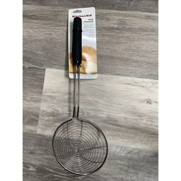 New KitchenAid Asian Strainer Wire Basket- Black colors Soft Grip