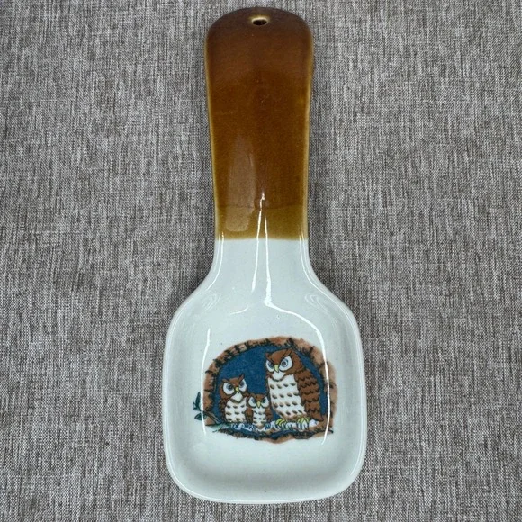 Vintage Otagiri Japan Hand Crafted Ceramic Owl MCM Spoon Rest Vintage 9