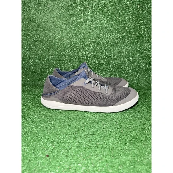 Olukai Men Size 11.5 MOKU Pae Blue Grey Mesh Slip On Comfort Shoe Casual Sneaker