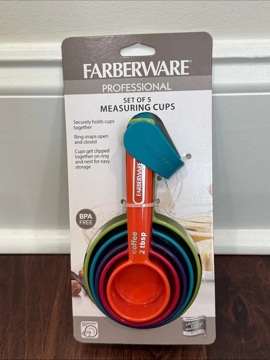 NEW Farberware Measuring Cups Set of 5 Sturdy Quality Kitchen Tools Baking Cook