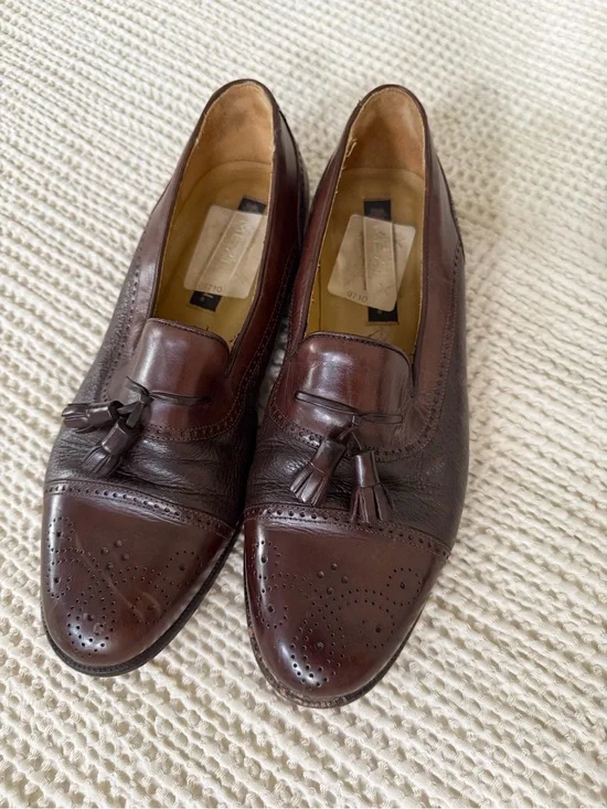 Mezlan Dark Brown Leather Tassel Loafers