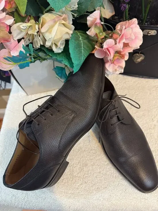HUGO BOSS BROWN TEXTURE LEATHER SHOE OXFORD 8.5 (800THRIFTY)