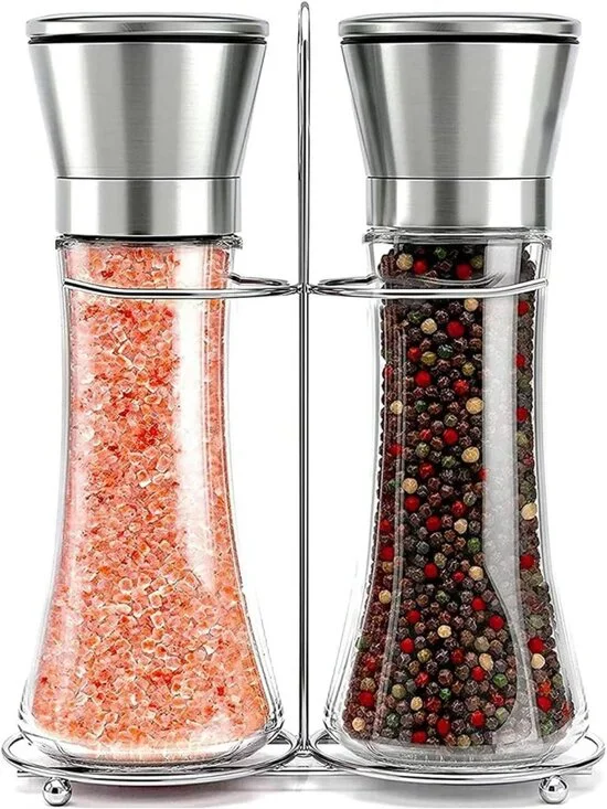 Stylish Stainless Steel Salt & Pepper Grinder Set with Adjustable Coarseness