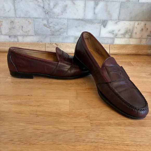 Allen Edmonds Cameron Loafers Mens 12 C Burgundy Leather Penny Moc Toe USA 42075