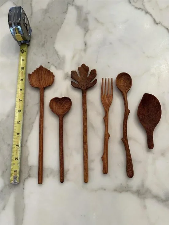 4 Wooden Spoons and Forks Set, Thanksgiving Gifts for Women