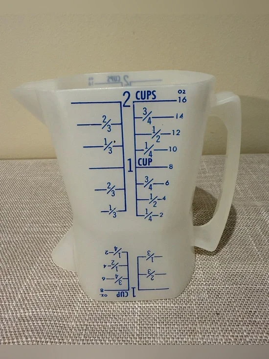 Vintage Double Sided Measuring Cup 1 & 2 Cups 16oz Blue Plastic