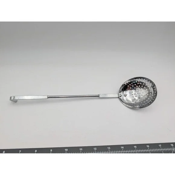 Alfra Skimmer Spoon Silver Stainless‎ Steel Long Hook Handle Italy Vintage
