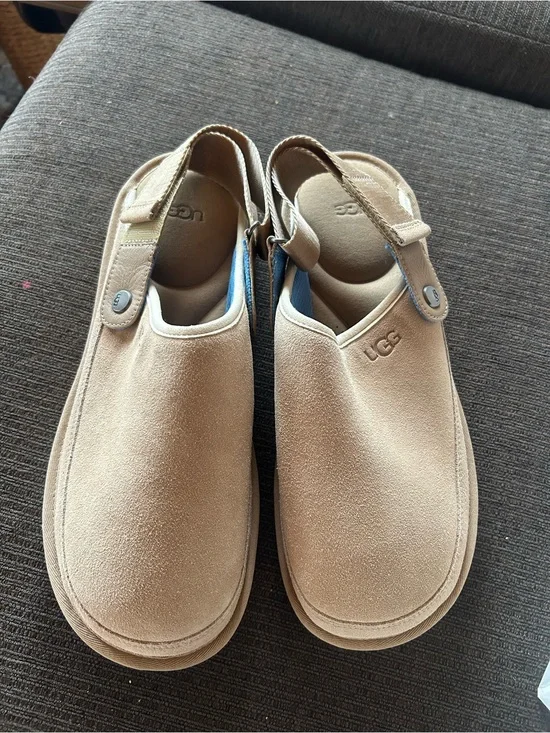 UGG Men’s golden clog Beige Suede Slip-On Loafers with Back Strap