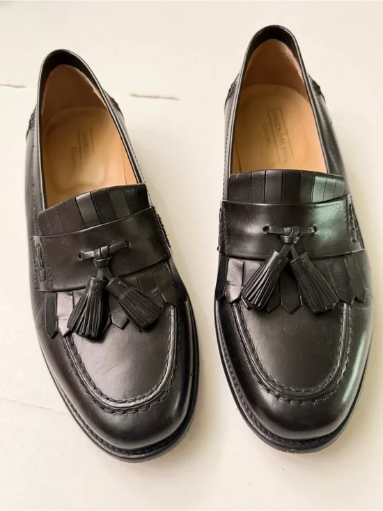 Johnston & Murphy Black Leather Tassel Loafers