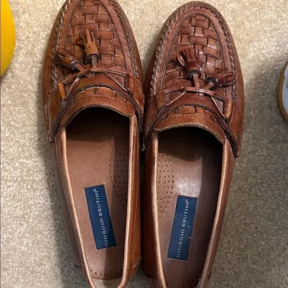 Giorgio Brutini Tan Woven Leather Loafers