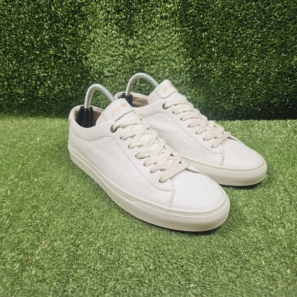 Goodman Brand Edge White Leather Low Top Lace Up Sneakers Mens Size 9