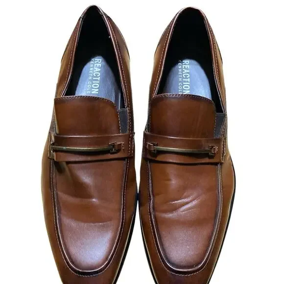Kenneth‎ Cole Brock Loafers Mens 11 Brown Leather Slip On Dress Shoes