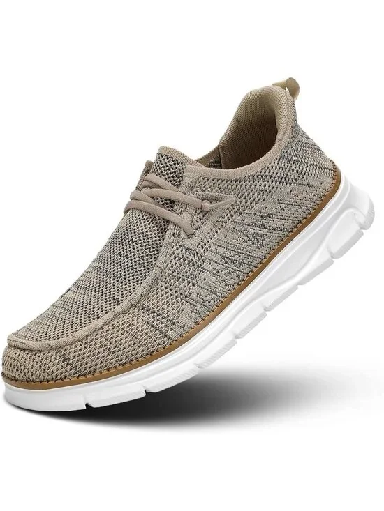 Men's Beige Tan Slip On Loafers Comfortable Boat Casual Walking Sneaker Shoes