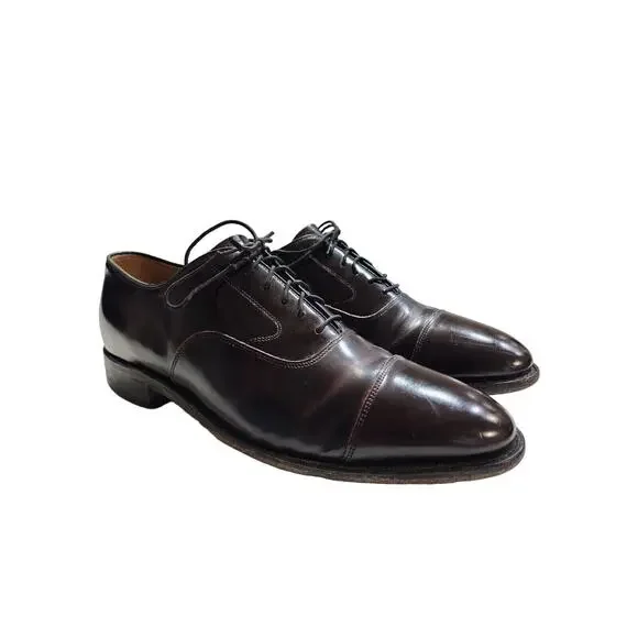 Johnston & Murphy Mens Melton Oxford Dress Shoes Burgundy Leather Cap Toe 8.5D