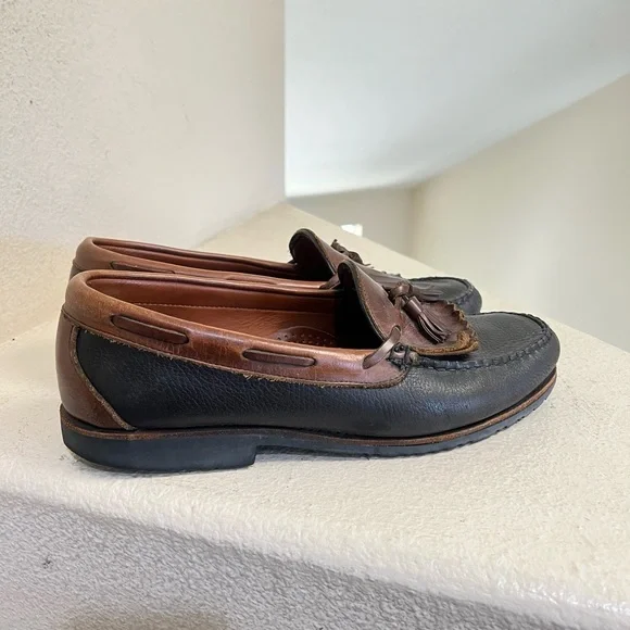 Allen Edmonds Nashua Loafers Shoes 12‎ D Black Brown Leather Tassel Made In USA