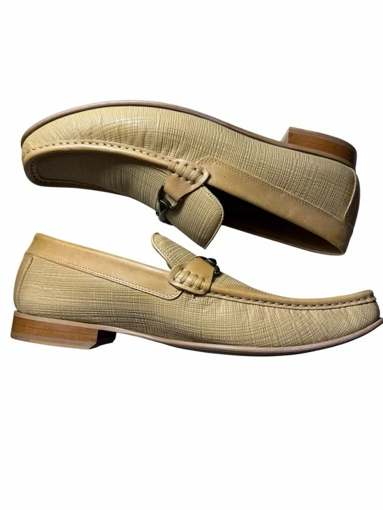 Donald Pliner Ted Loafer tan and golf hardware size 13M NEW