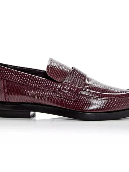 Alexander McQueen Men's Croc Embossed Apron Toe Loafers Size 44 (MSRP $990)