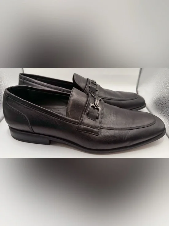 Bruno Magli Black Leather Bit-Detail Loafers