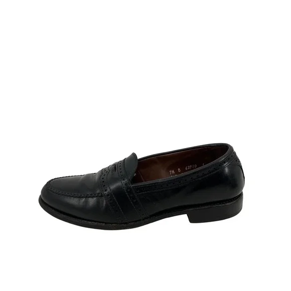 Allen Edmonds Penny Loafers Mens 7.5 B Black Excellent Brogue Wingtip 62910