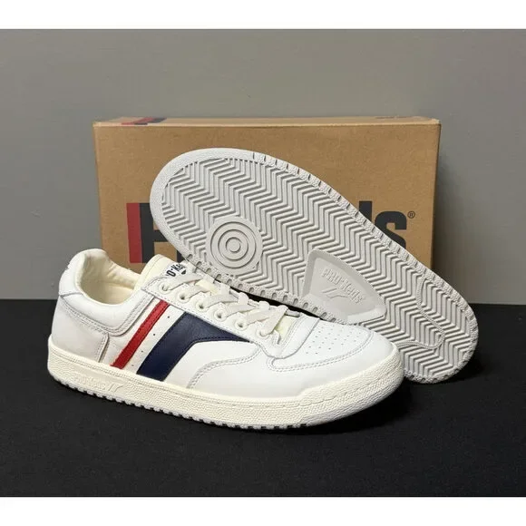 Pro-Keds Skyhawk Men's Size 9.5 (M) White/Blue/Red Low Top Leather Sneakers NWT