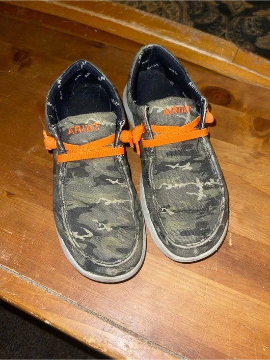 Ariat Mens Camo Slip-On Sneakers with Orange Accents