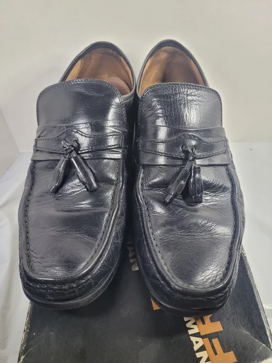 Freeman Mens Black Leather Slip On Loafers Driving Shoes Size 10 M