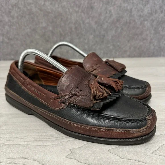Johnston & Murphy Aragon II Kiltie Tassel‎ Loafers Mens 10 Black Brown Leather
