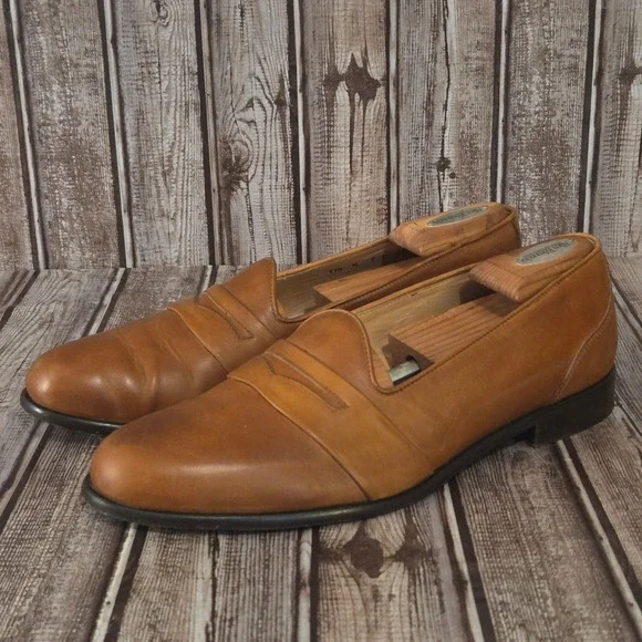 Sz 11.5 M Mens Zelli Tan Leather‎ Handcrafted In Italy Penny Loafers Shoes VGUC