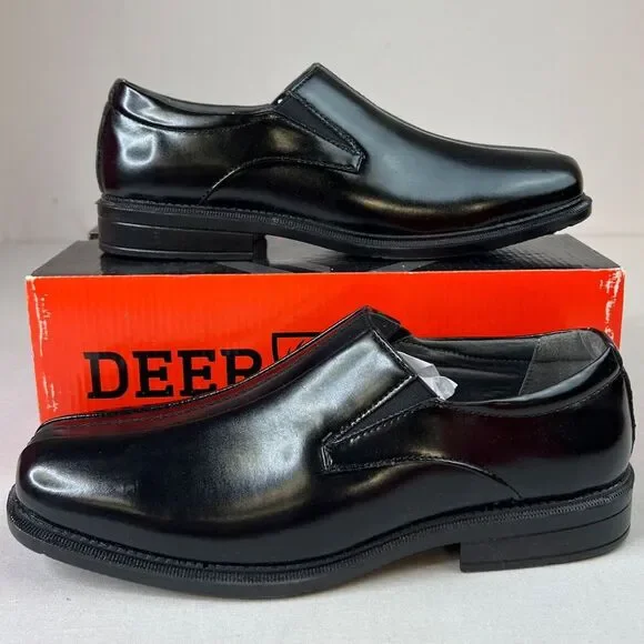 Deer Stags Mens Sz 7W Black‎ Wings Htech Formal Dress Shoes Square Toe