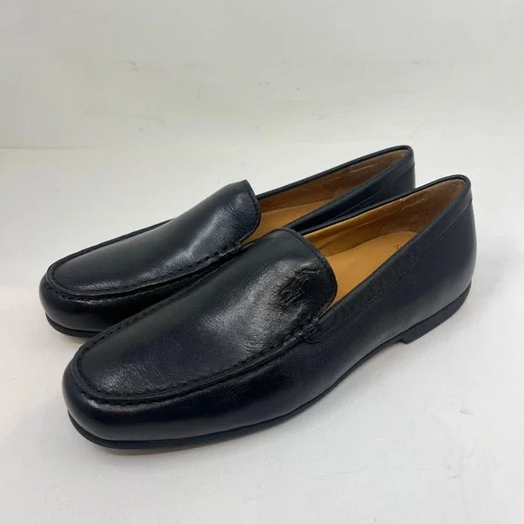 Polo Ralph Lauren Allon Loafers Mens 9.5D Black Tumbled Leather Slip‎ On Shoes