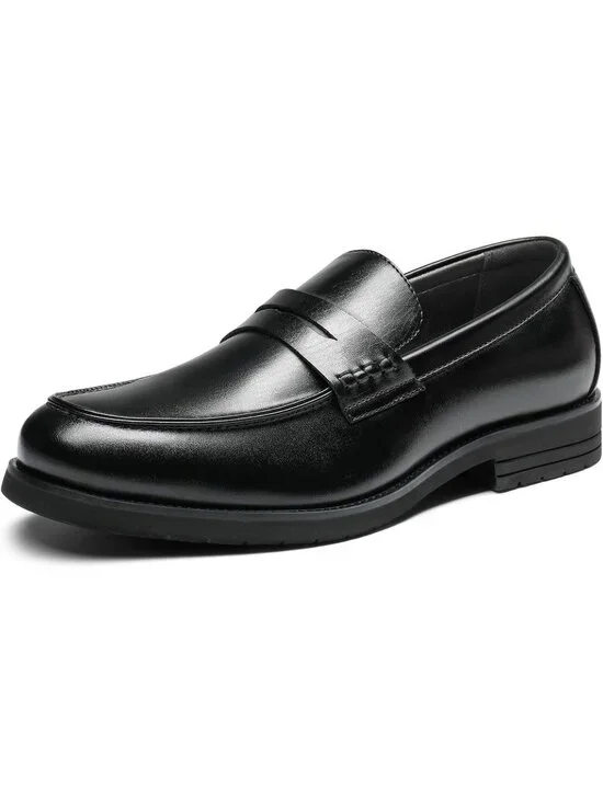 Men's Black Penny Loafers Slip-On Business Office Wedding Formal Dress Shoes