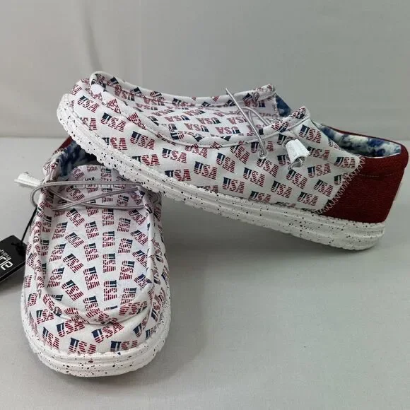Hey Dude Mens Wally Dunk‎ USA Print Sz 11 July 4th Independence Day