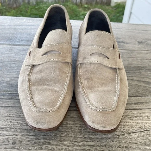 Bruno Magli Penny Loafers Shoes Mens 7 M Brown Suede Leather Dress Slip On Italy