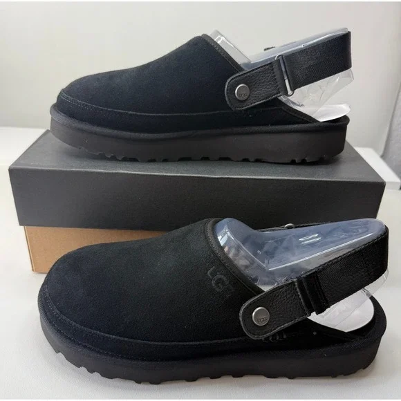 UGG GoldenCoast Clog Black Suede Mens Adjustable Strap Shoes 1142172 Size 11 NWB