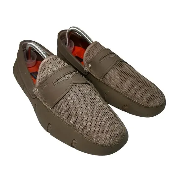 SWIMS Penny Loafers Mens Size 9 Army Green Olive Mesh Water Resistant Boat Shoes