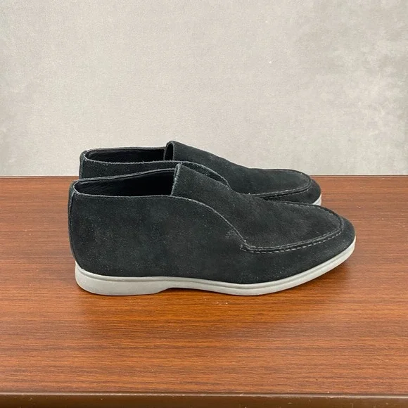 Steve Madden Mens 9 Loafers Black Suede Leather Round Toe Comfort Slip On Shoes