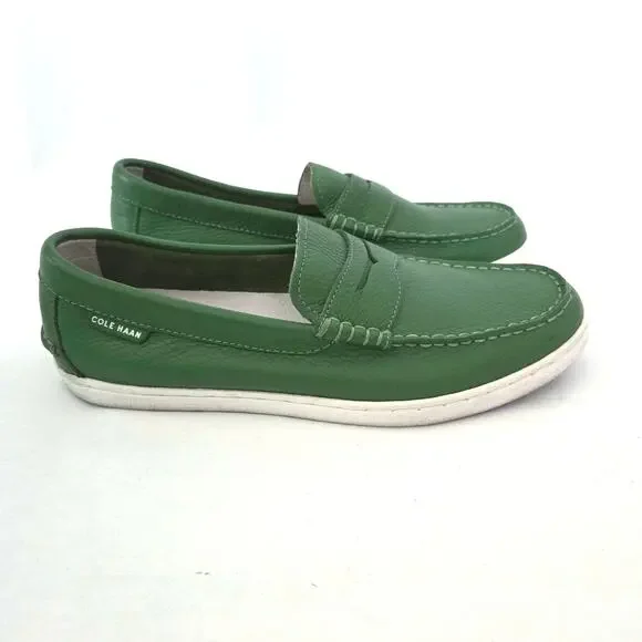 Cole Haan Pinch Weekender Men's Jade Green Leather Slip-On Penny Loafers Sz 8