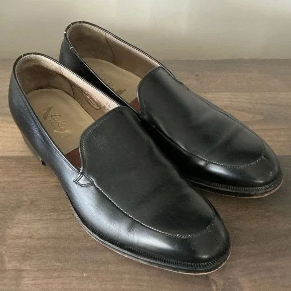 BESPOKE By Shoemaker Lee Kee Black Leather Slip On Loafers Dress Shoes 9.5 D EUC