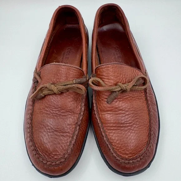 EUC Cole‎ Haan Mens Pebbled Leather Driving Moccasin Loafers Made in Brazil 8.5B
