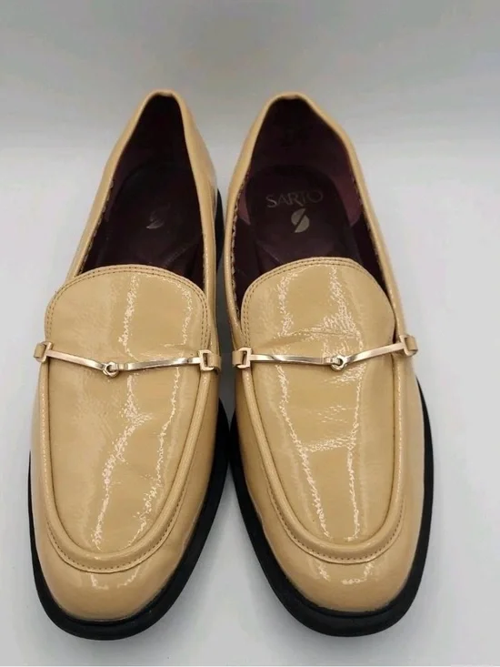 Men's Patent Leather Beige Loafers