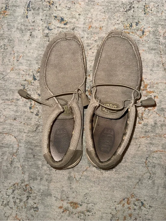 Hey Dude Men's Slip-On Loafers in Taupe Canvas