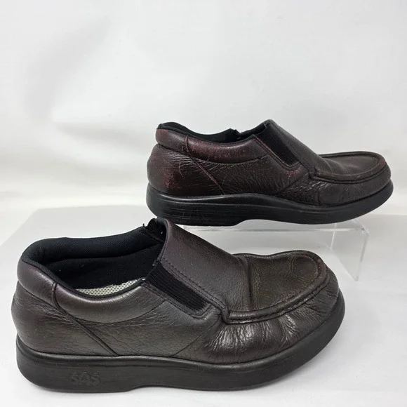 SAS Slip On Loafers Mens 9 M Soft Step Tripad Comfort Brown Leather Shoes Fair
