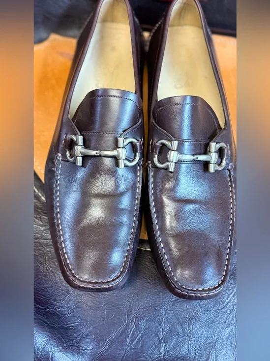 Salvatore Ferragamo Brown Leather Horsebit Driving Shoes