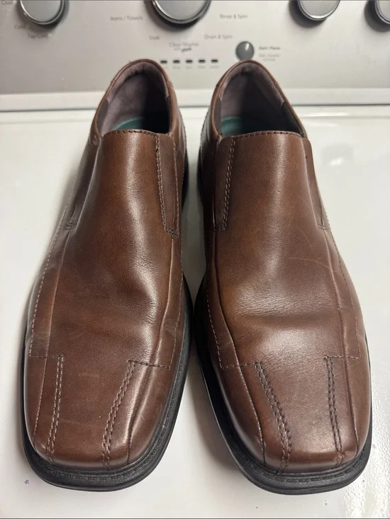Clarks Brown Leather Slip-On Loafers